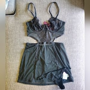 Adore Me Lace Cut Out Slip & G-String (Medium)